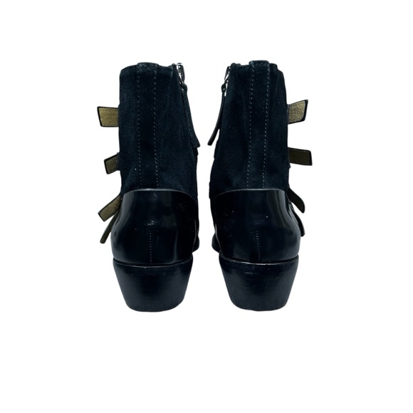 LAMB Odd Suede Leather Buckle Ankle Boots Size 7 Straps Moto Booties Biker - Picture 8 of 16